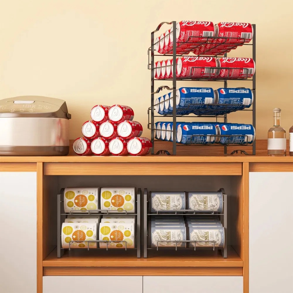 4 Tiers Can Organizer Rack, 48 Cans Soda Can Dispenser Organizer For Refrigerator, Set Of 2 Stackable Beverage Dispenser Rack - Image 3