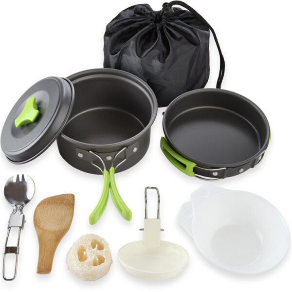 Outdoor Camping Pot Portable Combination 9 Piece Set - Image 4