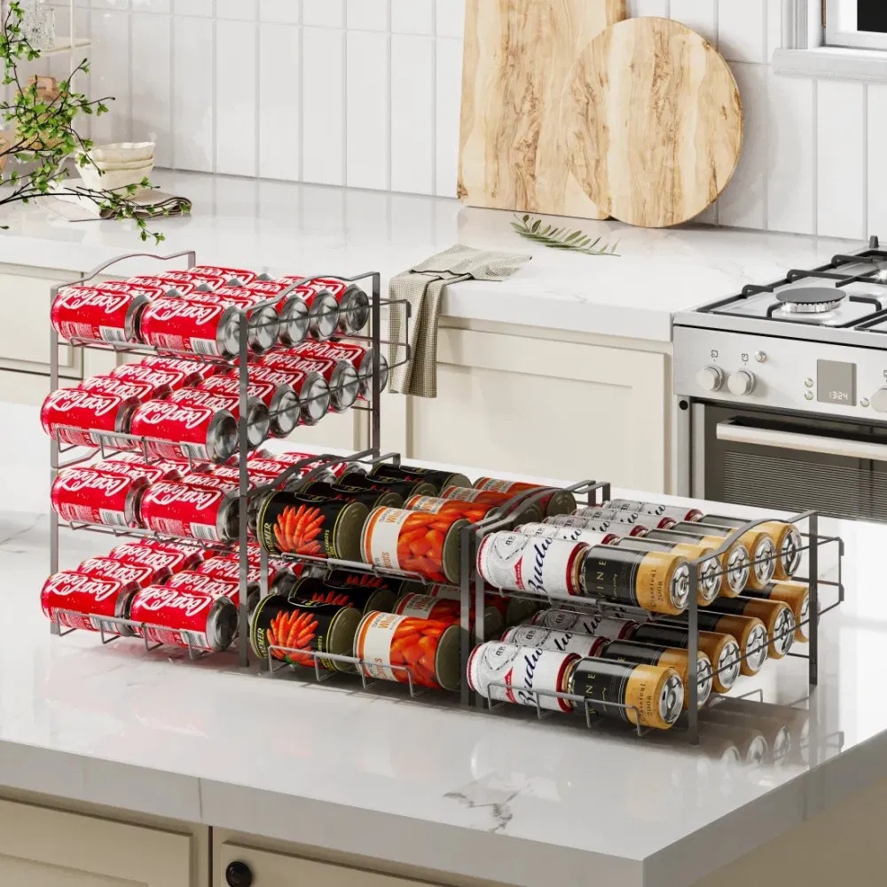 4 Tiers Can Organizer Rack, 48 Cans Soda Can Dispenser Organizer For Refrigerator, Set Of 2 Stackable Beverage Dispenser Rack - Image 5