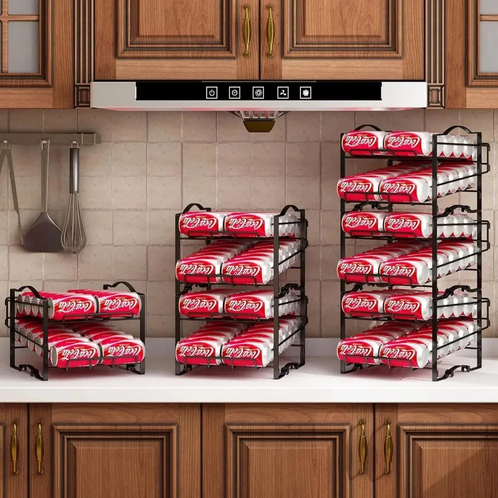 4 Tiers Can Organizer Rack, 48 Cans Soda Can Dispenser Organizer For Refrigerator, Set Of 2 Stackable Beverage Dispenser Rack - Image 6
