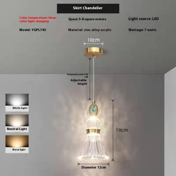Bedroom Bedside Lamp Minimalist Small Droplight - Image 2